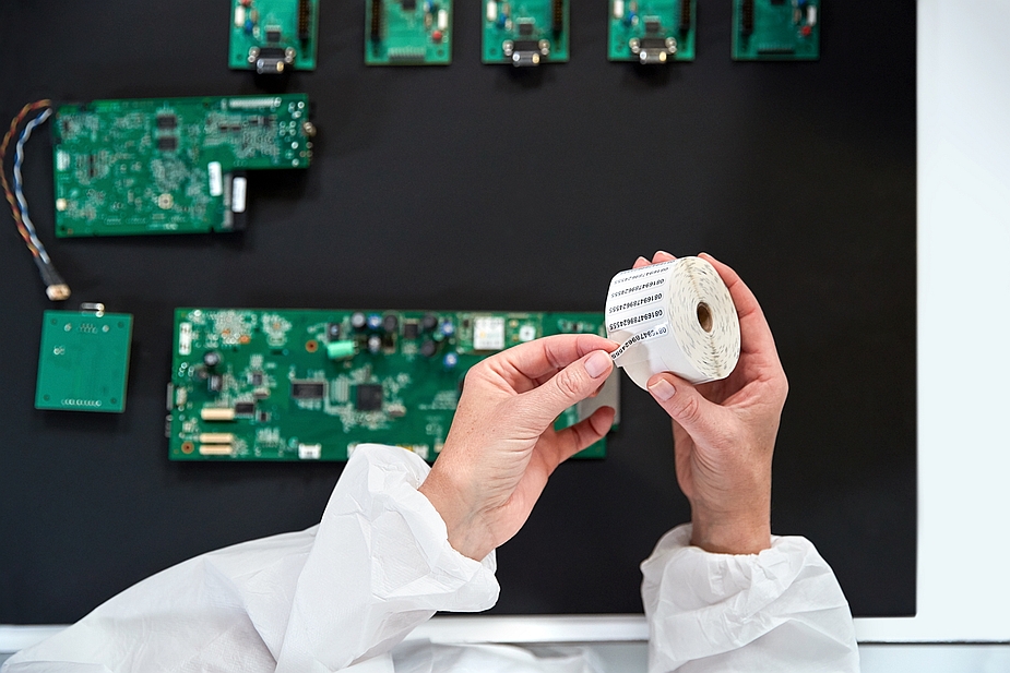 Zebra manufacturing electronics labeling roll top view