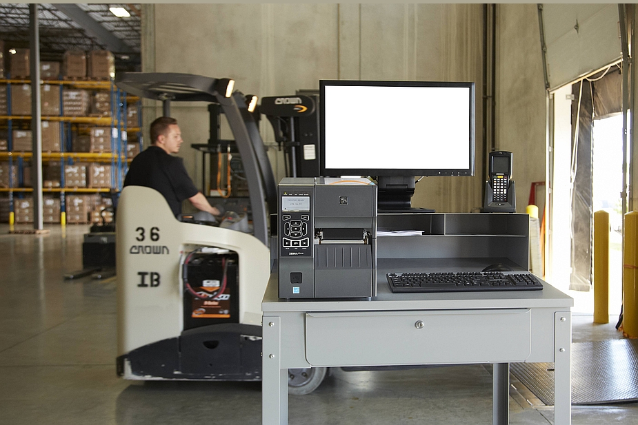 Zebra zt410 worker in forklift